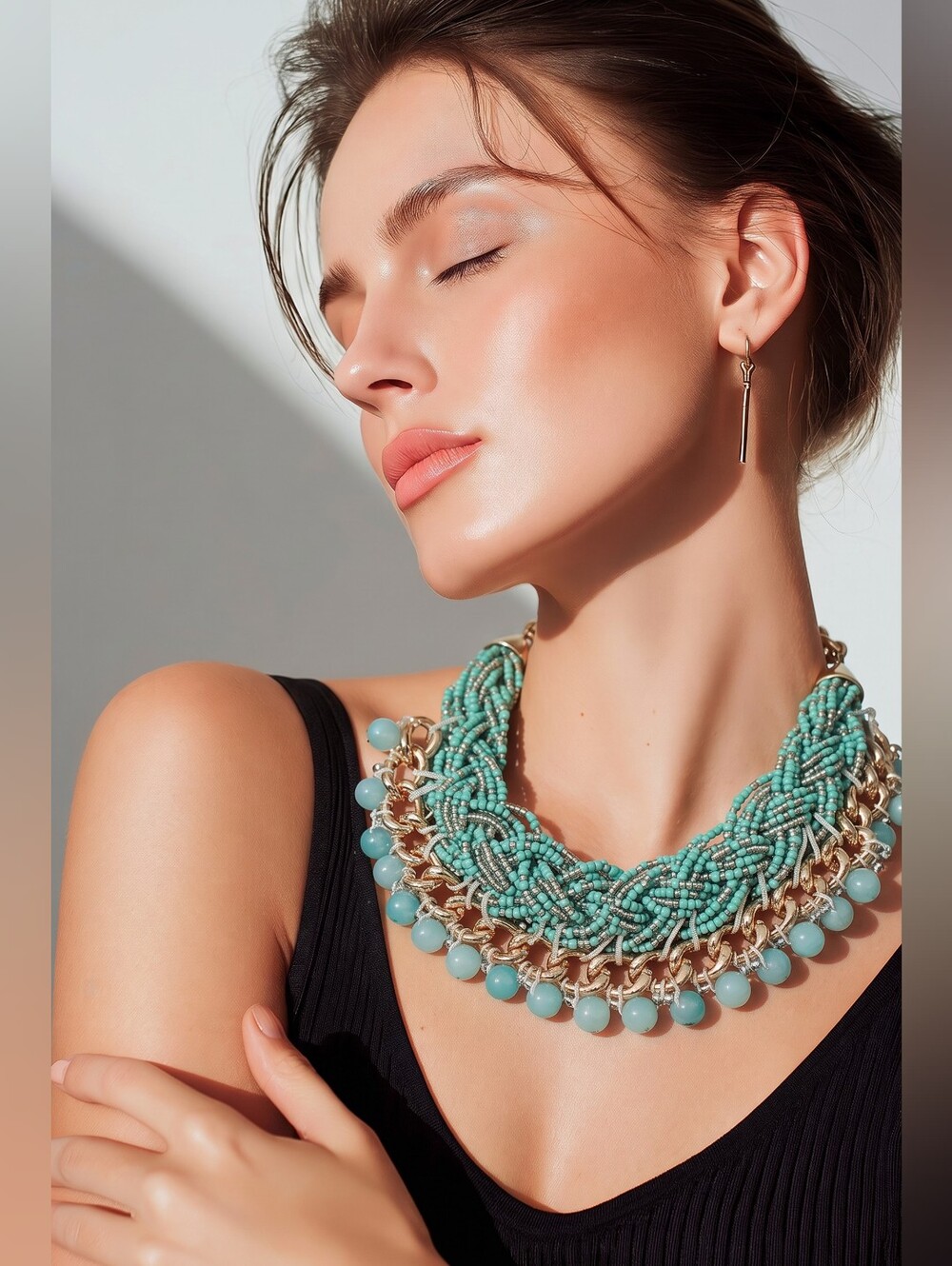 Elegant Gold and Green Beaded Necklace